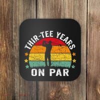 Funny 30th Birthday Golf Pun Retro Sunset 30 Year Old Golfer Coaster thumb 0