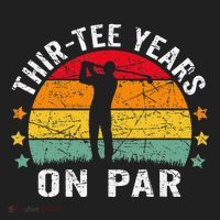 Funny 30th Birthday Golf Pun Retro Sunset 30 Year Old Golfer Urban Oversized Heavyweight T-Shirt thumb 2