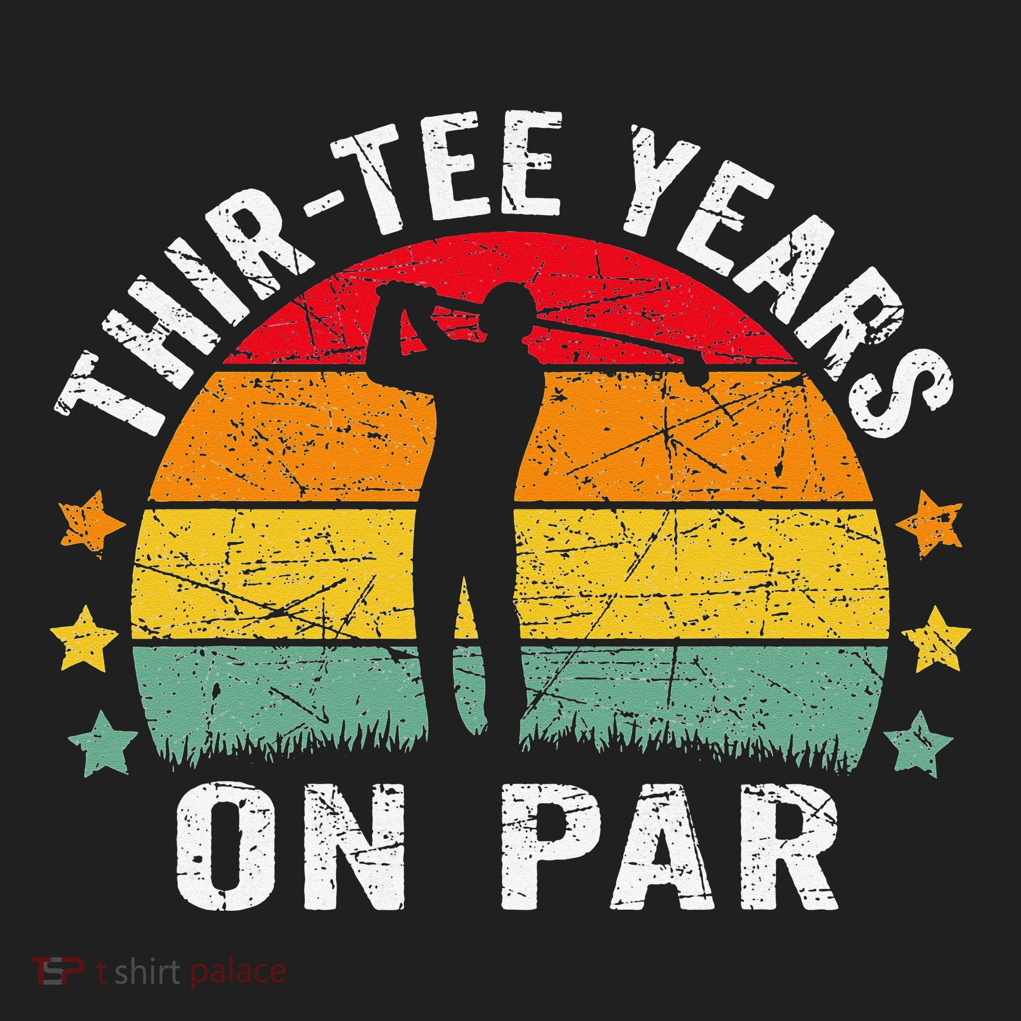 Funny 30th Birthday Golf Pun Retro Sunset 30 Year Old Golfer Urban Oversized Heavyweight T-Shirt