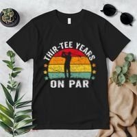 Funny 30th Birthday Golf Pun Retro Sunset 30 Year Old Golfer Premium T-Shirt thumb 2