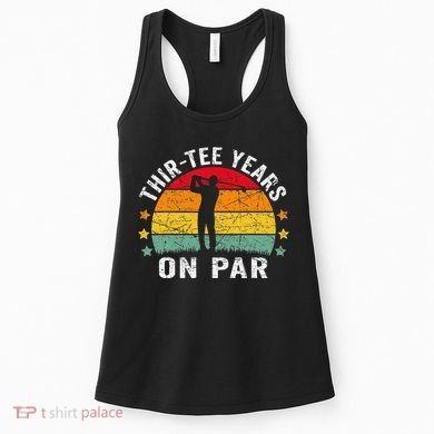 Funny 30th Birthday Golf Pun Retro Sunset 30 Year Old Golfer Women's Tank Top