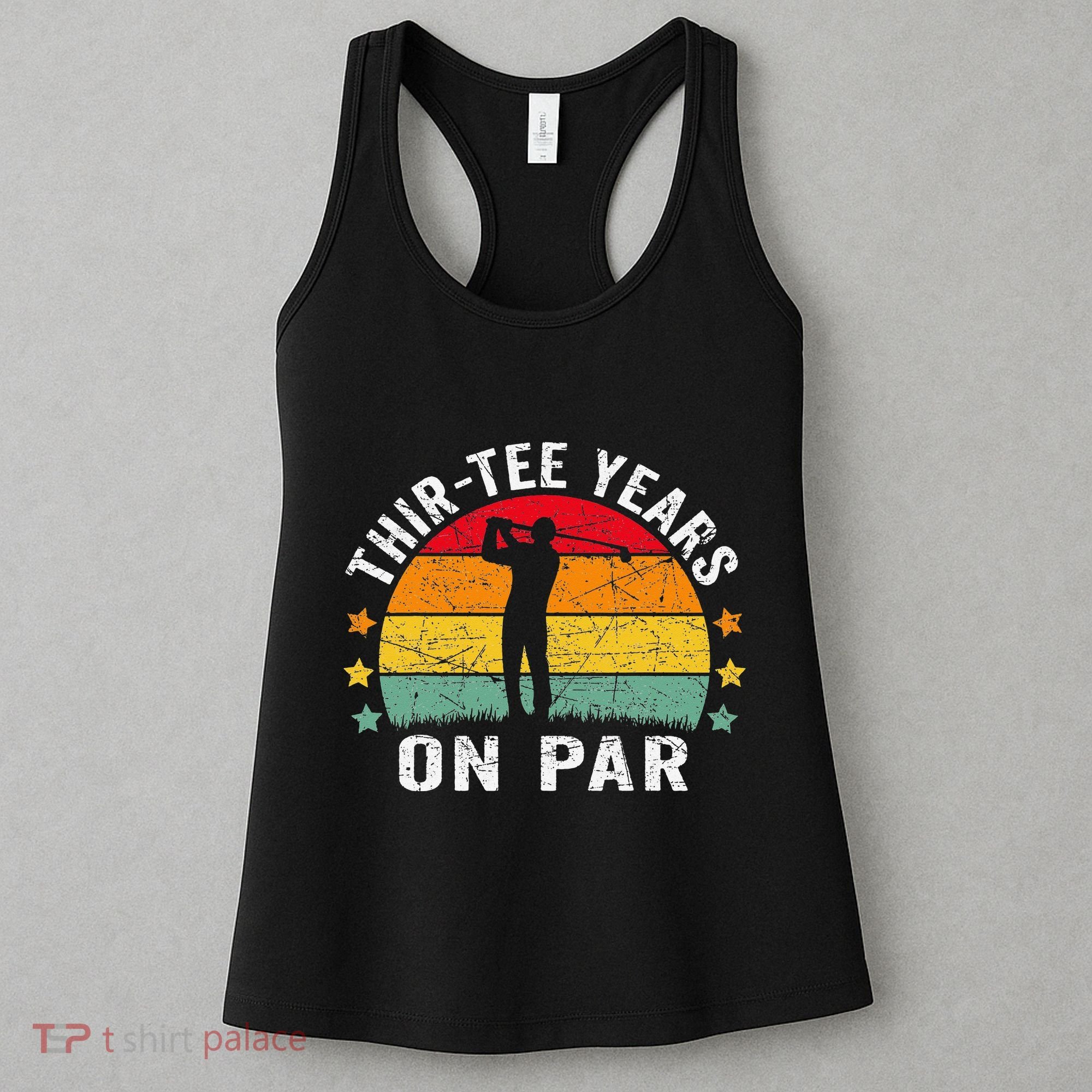 Funny 30th Birthday Golf Pun Retro Sunset 30 Year Old Golfer Women's Tank Top