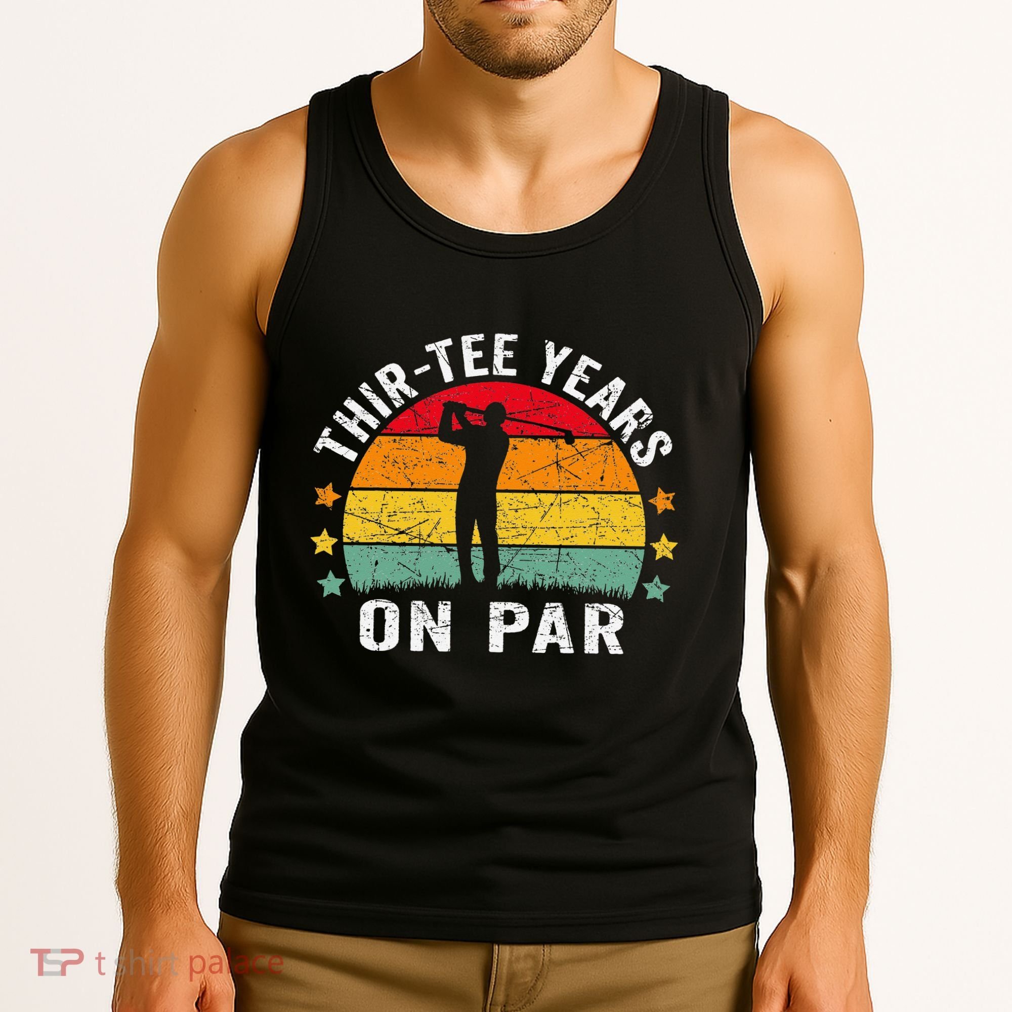 Funny 30th Birthday Golf Pun Retro Sunset 30 Year Old Golfer Tank Top