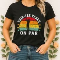 Funny 30th Birthday Golf Pun Retro Sunset 30 Year Old Golfer Women's T-Shirt thumb 2