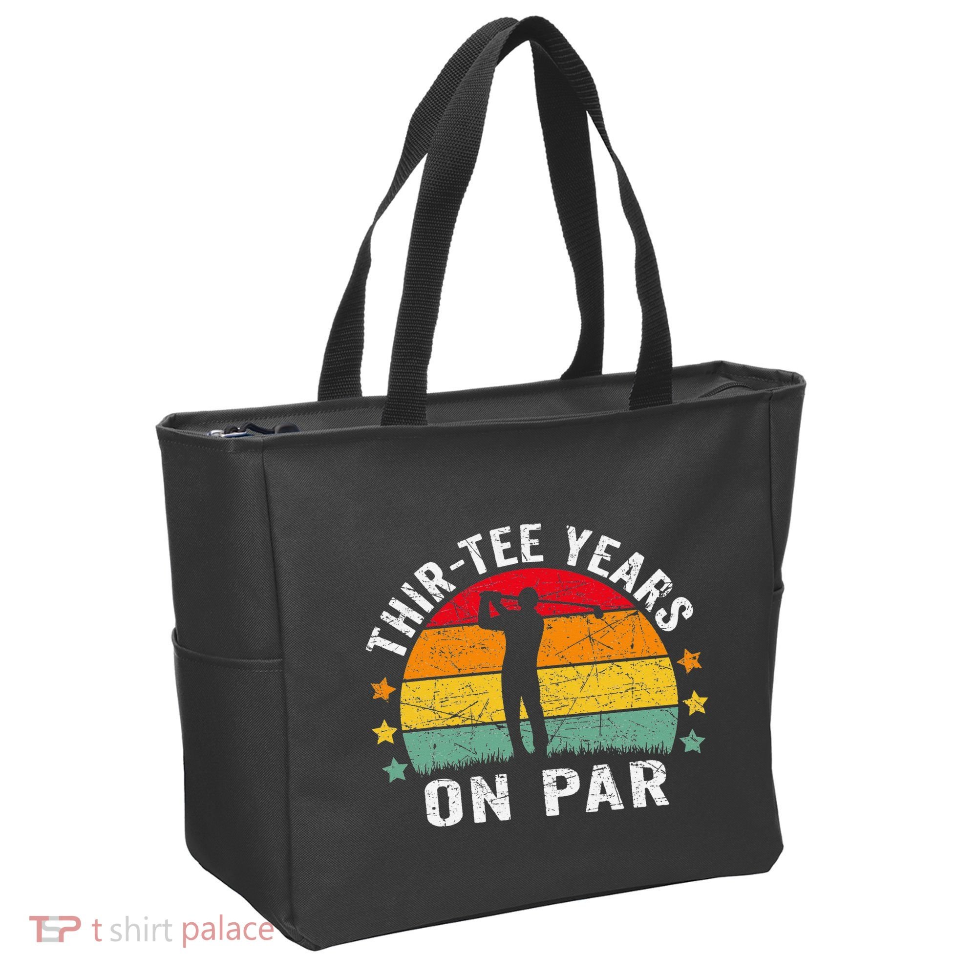 Funny 30th Birthday Golf Pun Retro Sunset 30 Year Old Golfer Tote Bag