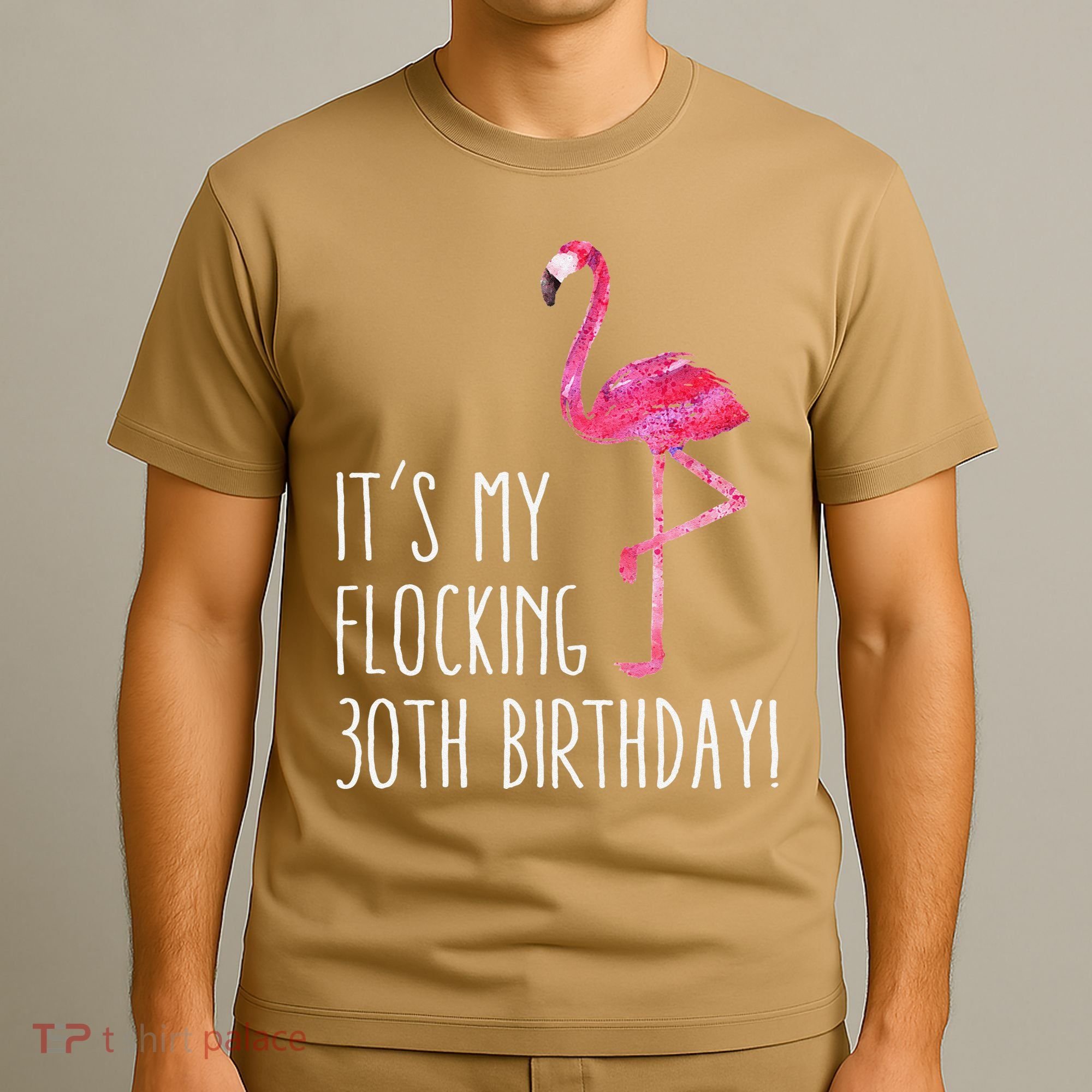 Funny 30th Birthday Pink Watercolor Flamingo 30 Year T T-Shirt