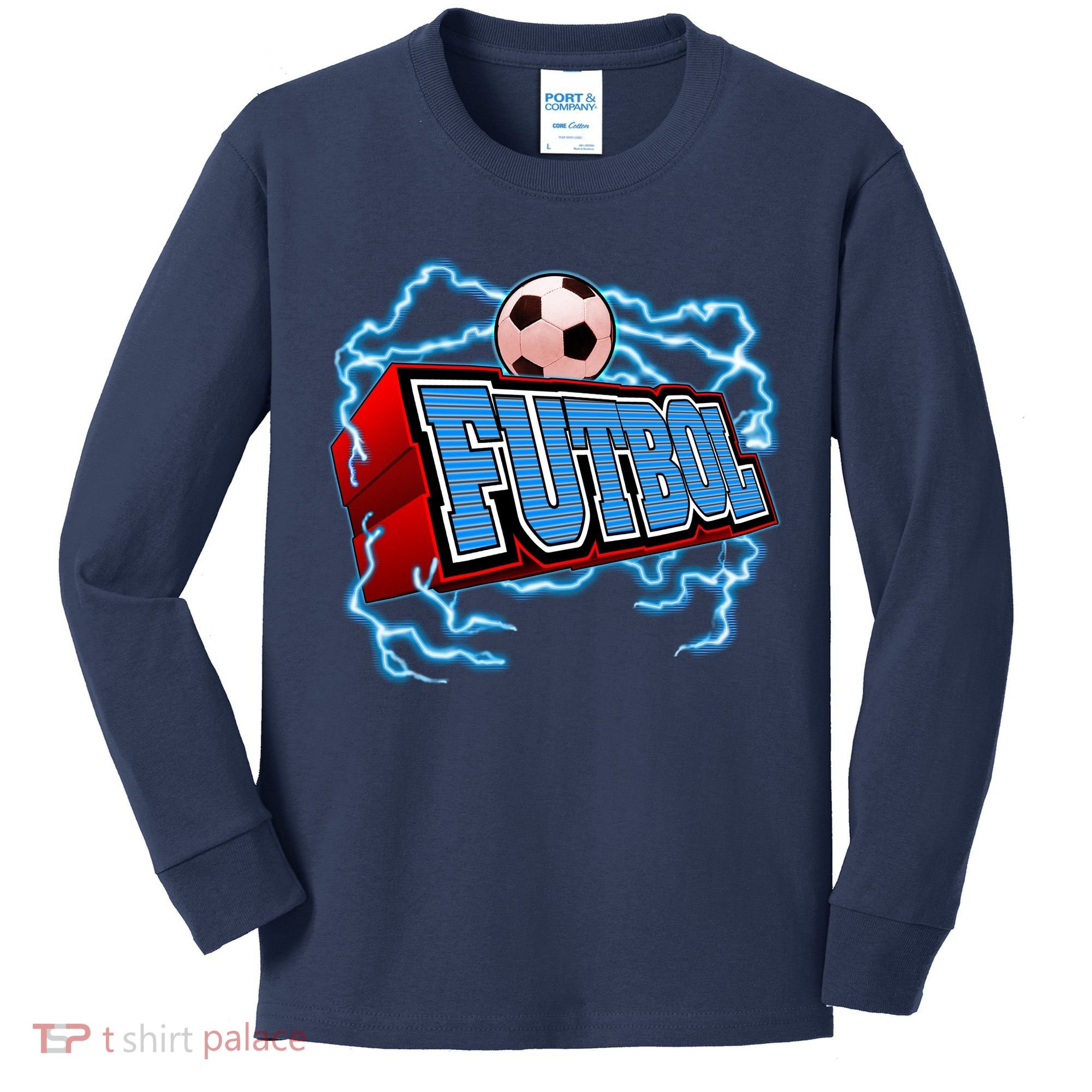 Futbol 3D Logo Kids Long Sleeve Shirt