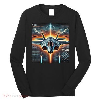 F 35 Lightning Ii Fighter Jet Aviation Design Long Sleeve Shirt