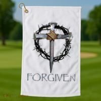 Forgiven 3 Nails Crown Of Thorns Golf Towel thumb 1