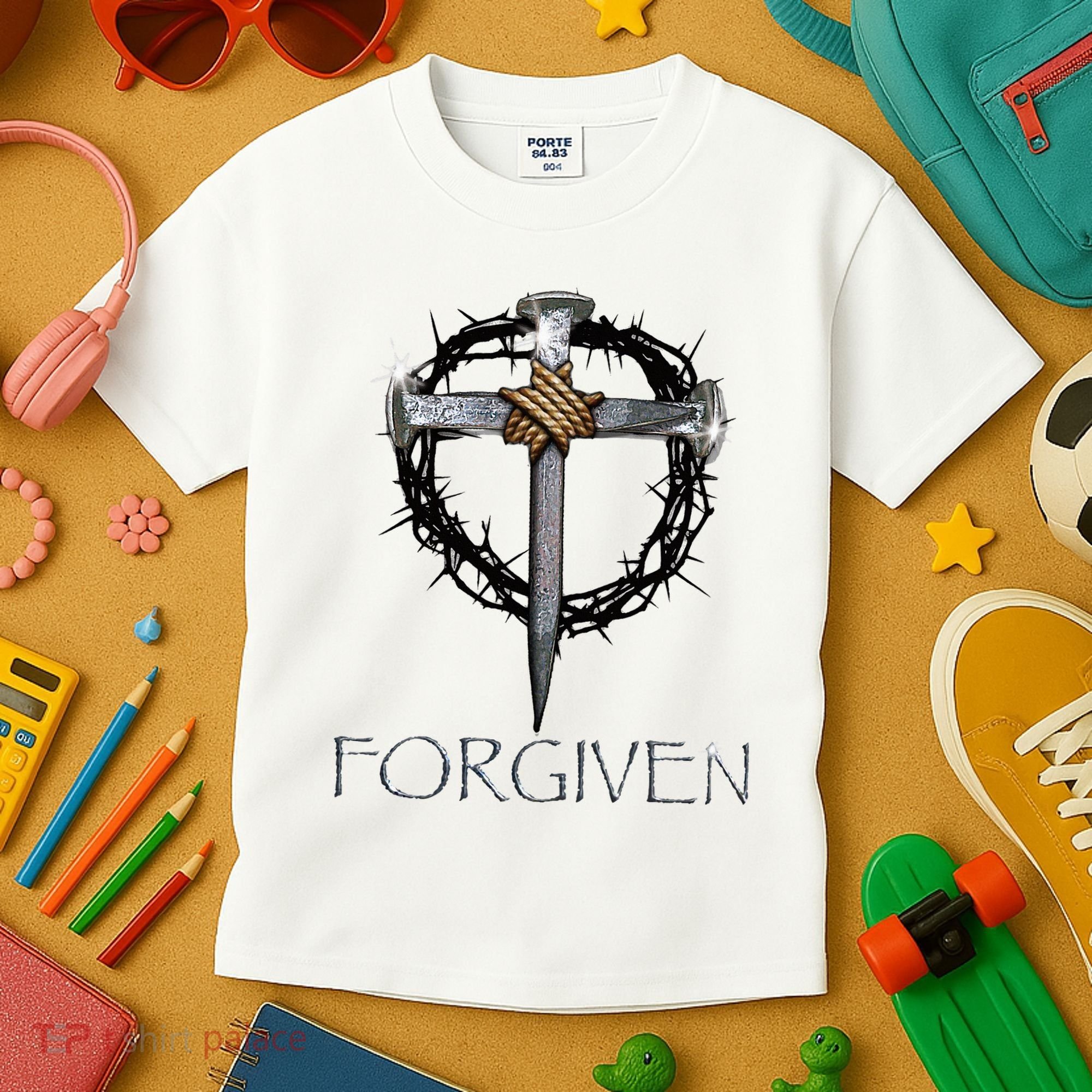 Forgiven 3 Nails Crown Of Thorns Kids T-Shirt