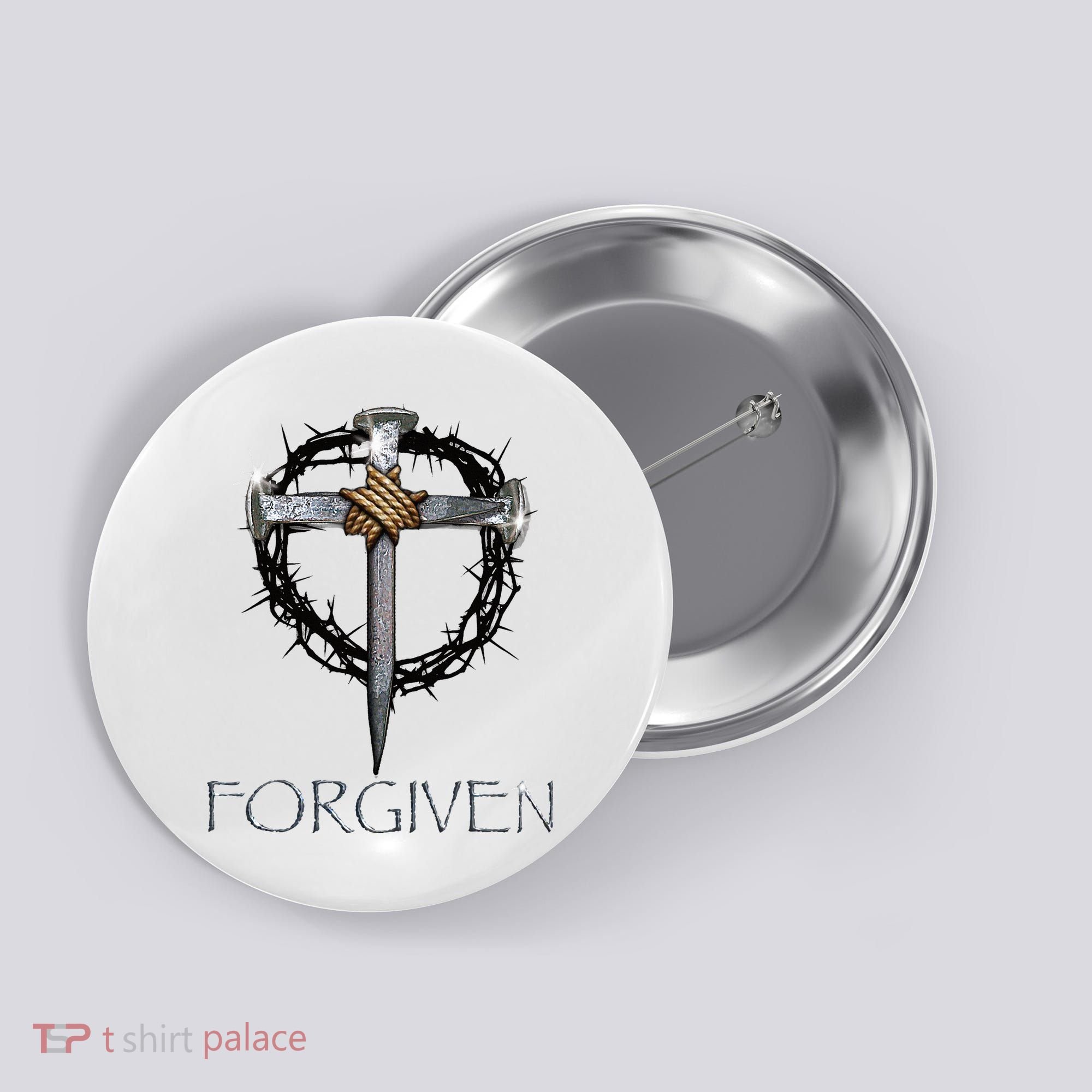 Forgiven  3 Nails crown of thorns  Button