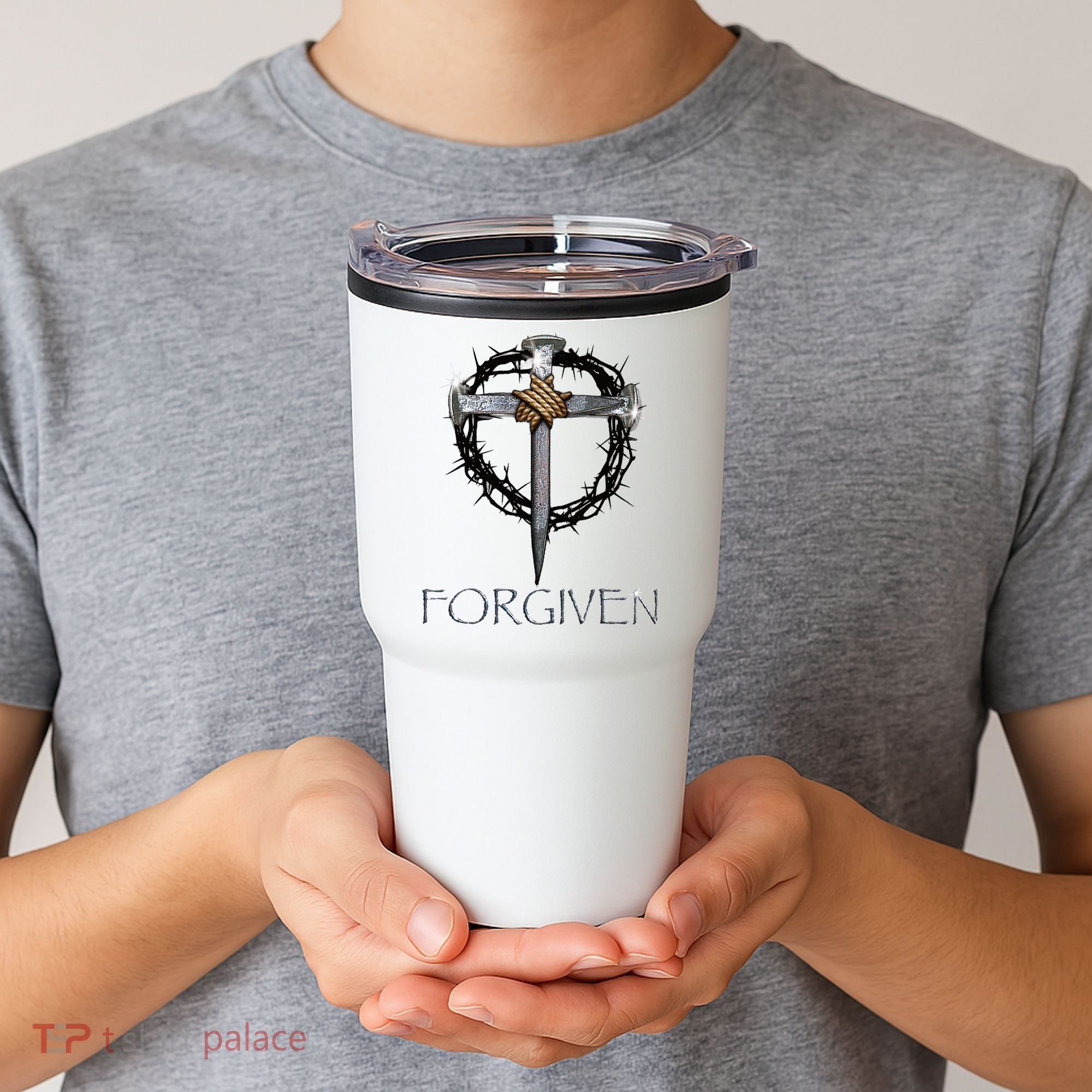 Forgiven  3 Nails crown of thorns  Tumbler