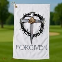 Forgiven  3 Nails crown of thorns  Golf Towel thumb 1
