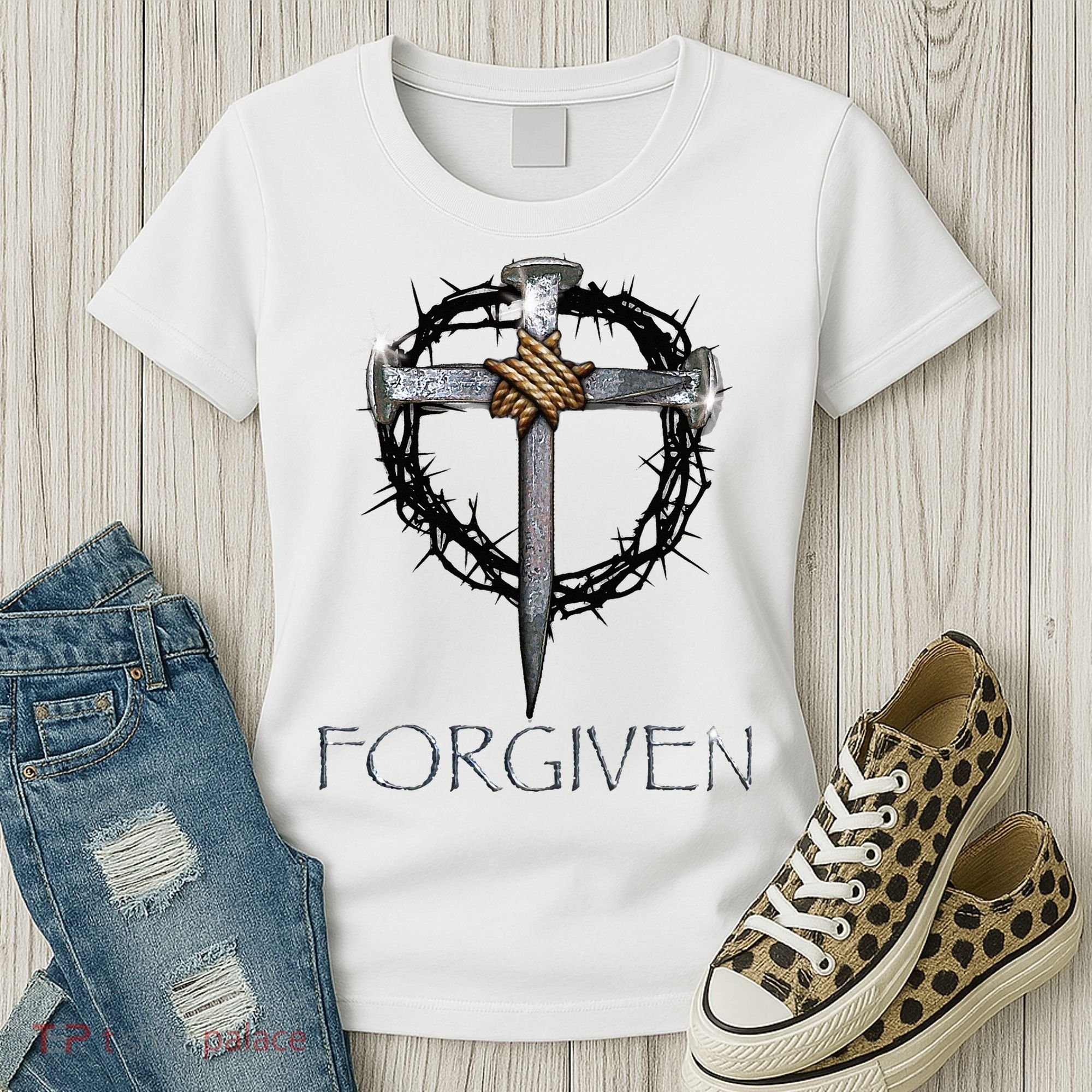 Forgiven  3 Nails crown of thorns  Women's T-Shirt