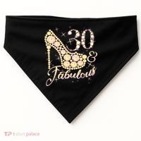 Fabulous & 30 Sparkly Heel 30th Birthday USA-Made Doggie Bandana thumb 0