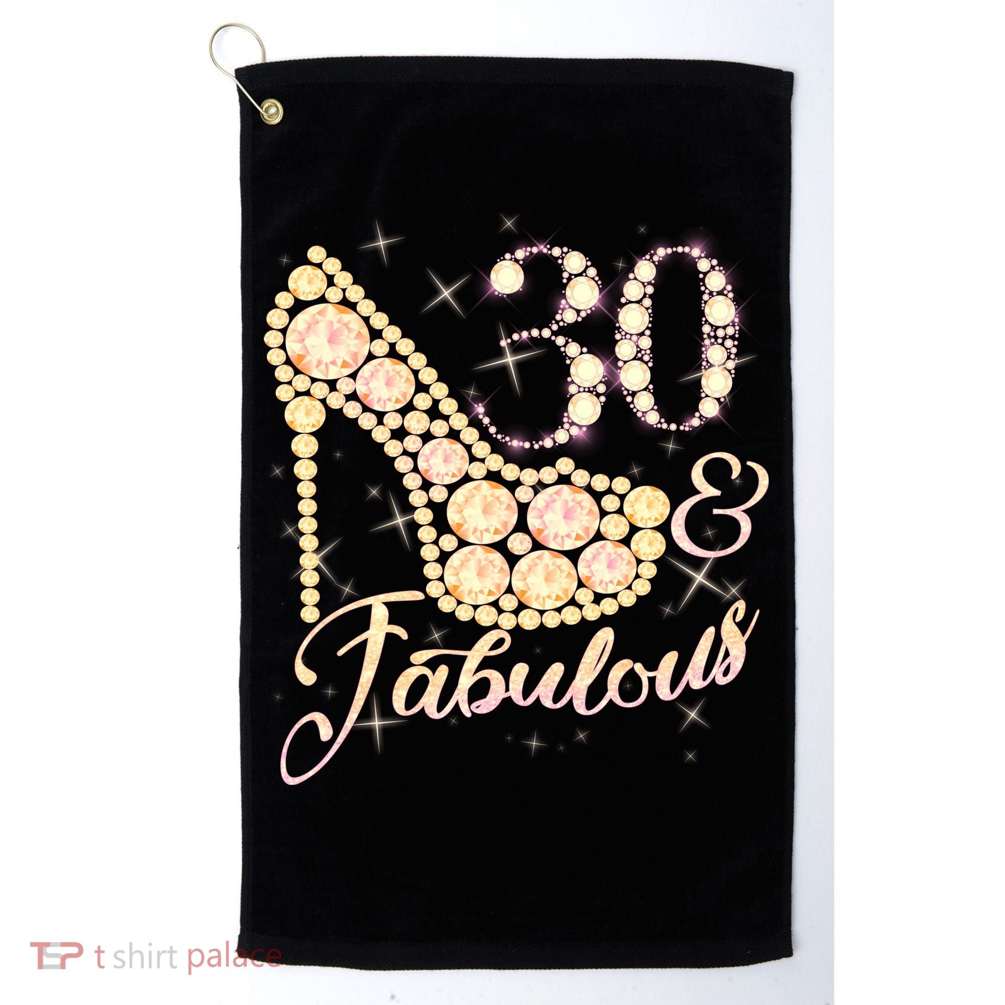 Fabulous & 30 Sparkly Heel 30th Birthday Golf Towel