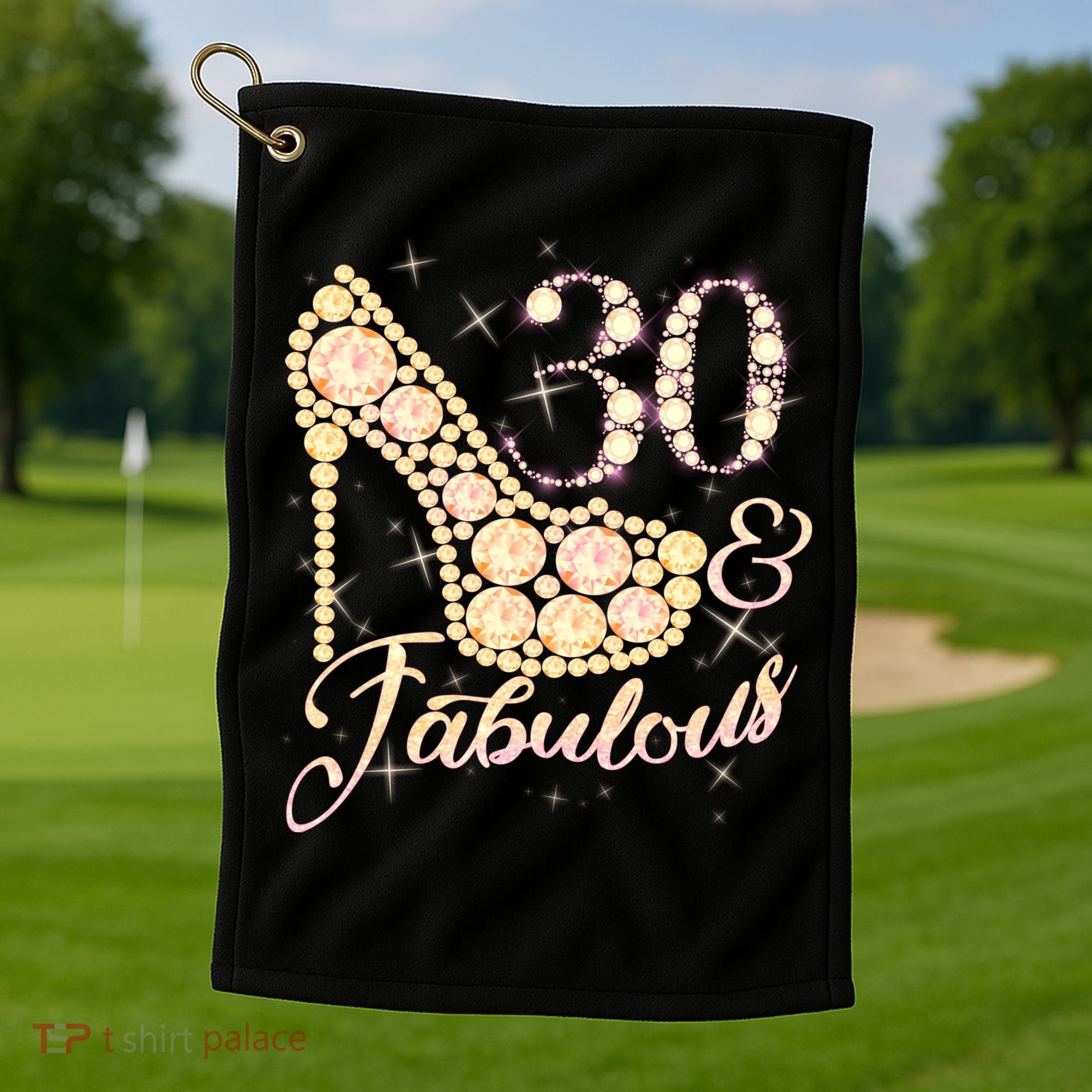 Fabulous & 30 Sparkly Heel 30th Birthday Golf Towel