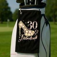 Fabulous & 30 Sparkly Heel 30th Birthday Golf Towel thumb 2