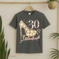 Fabulous & 30 Sparkly Heel 30th Birthday T-Shirt thumb 2