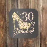Fabulous & 30 Sparkly Heel 30th Birthday Coaster thumb 0