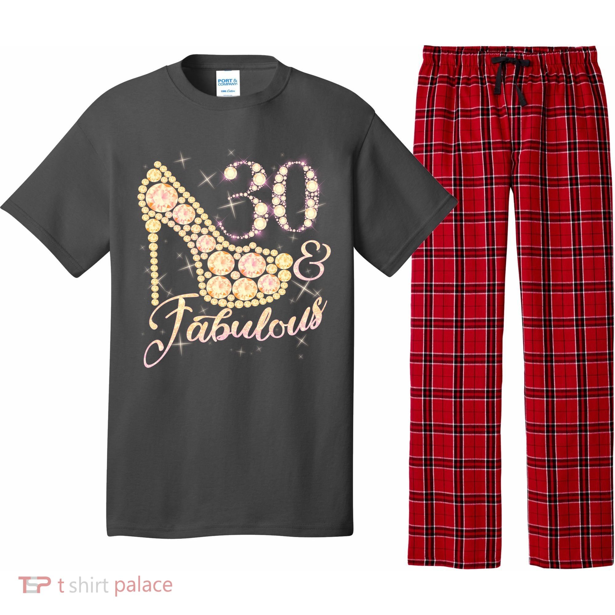 Fabulous & 30 Sparkly Heel 30th Birthday Pajama Set