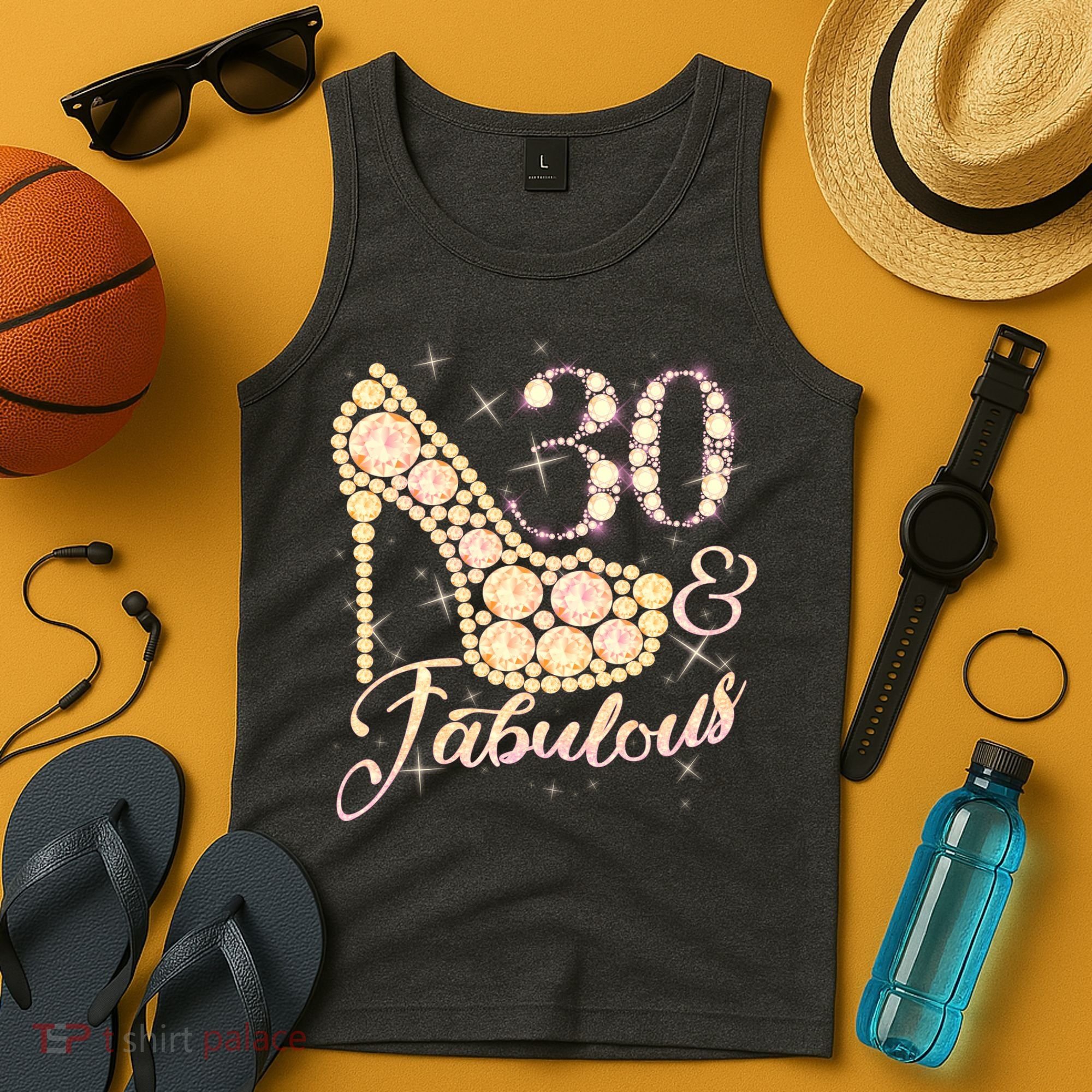 Fabulous & 30 Sparkly Heel 30th Birthday Tank Top