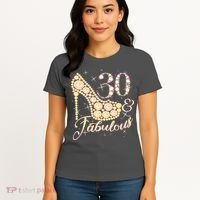 Fabulous & 30 Sparkly Heel 30th Birthday Women's T-Shirt thumb 4