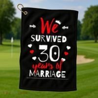 Funny 30th Wedding Anniversary Gifts For Couples Golf Towel thumb 1