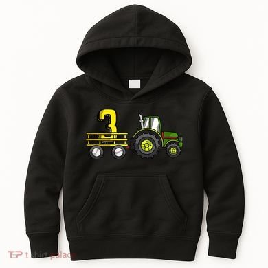 Farm 3 Year Old Barnyard Boy 3rd Birthday Tractor Kids Hoodie