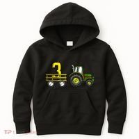 Farm 3 Year Old Barnyard Boy 3rd Birthday Tractor Kids Hoodie thumb 0