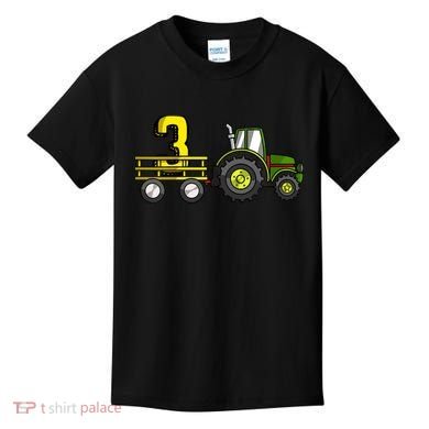 Farm 3 Year Old Barnyard Boy 3rd Birthday Tractor Kids T-Shirt