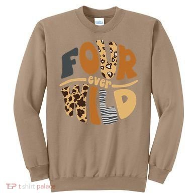 Funny 4yr 4th Birthday Four Ever Wild Leopard Sweatshirt