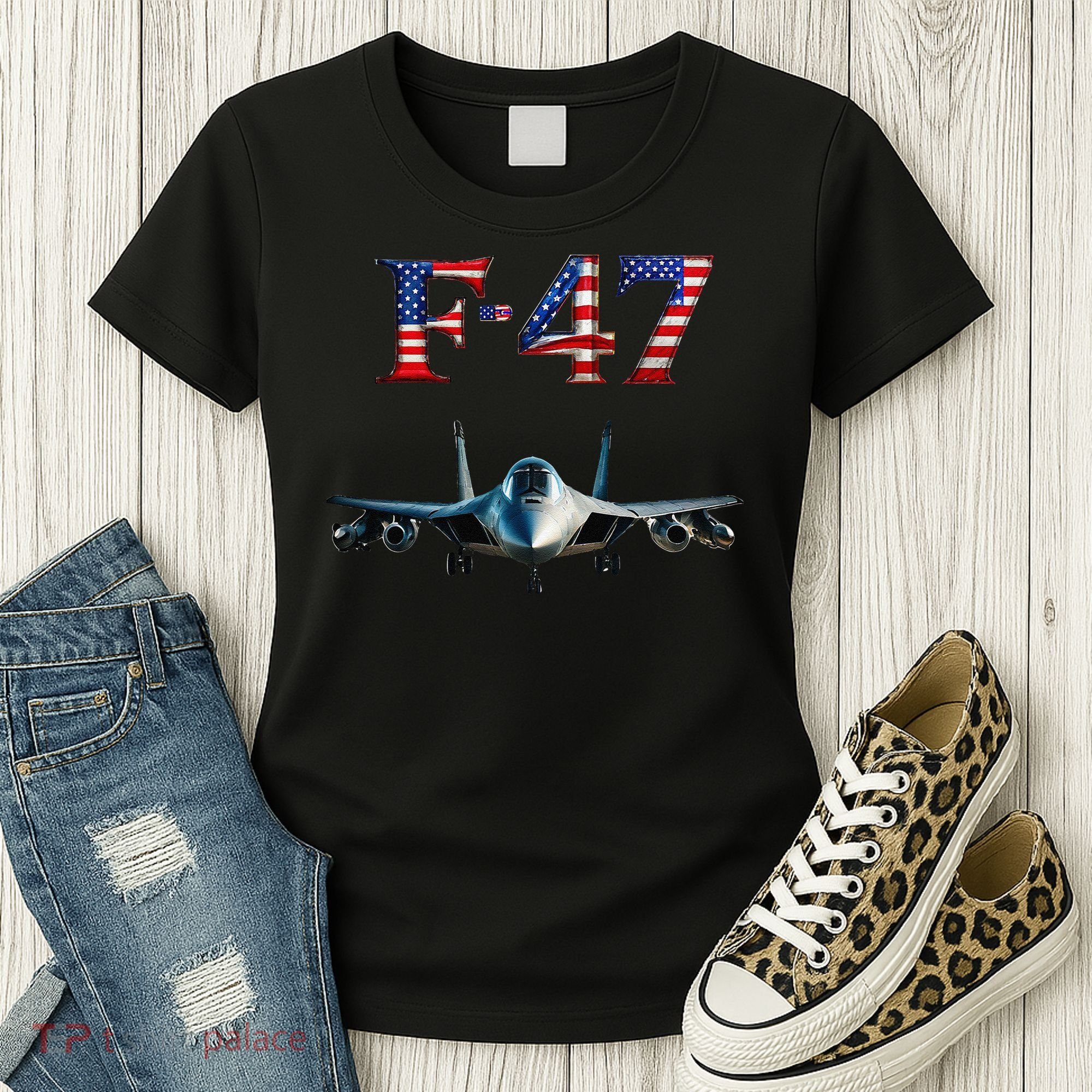 F 47 Aircraft Fighter Jet USA F-47 Fighter Jet Merch Women's T-Shirt