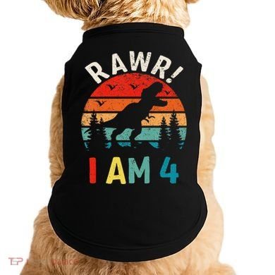 Funny 4th Birthday Dinosaur Rawr Im 4 Year Old For Doggie Tank