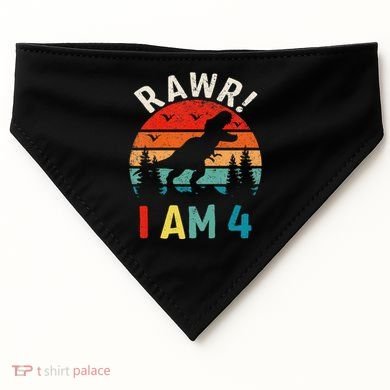 Funny 4th Birthday Dinosaur Rawr Im 4 Year Old For USA-Made Doggie Bandana