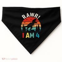 Funny 4th Birthday Dinosaur Rawr Im 4 Year Old For USA-Made Doggie Bandana thumb 0