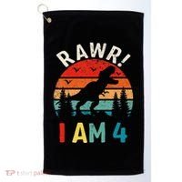 Funny 4th Birthday Dinosaur Rawr Im 4 Year Old For Golf Towel thumb 0