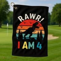 Funny 4th Birthday Dinosaur Rawr Im 4 Year Old For Golf Towel thumb 1