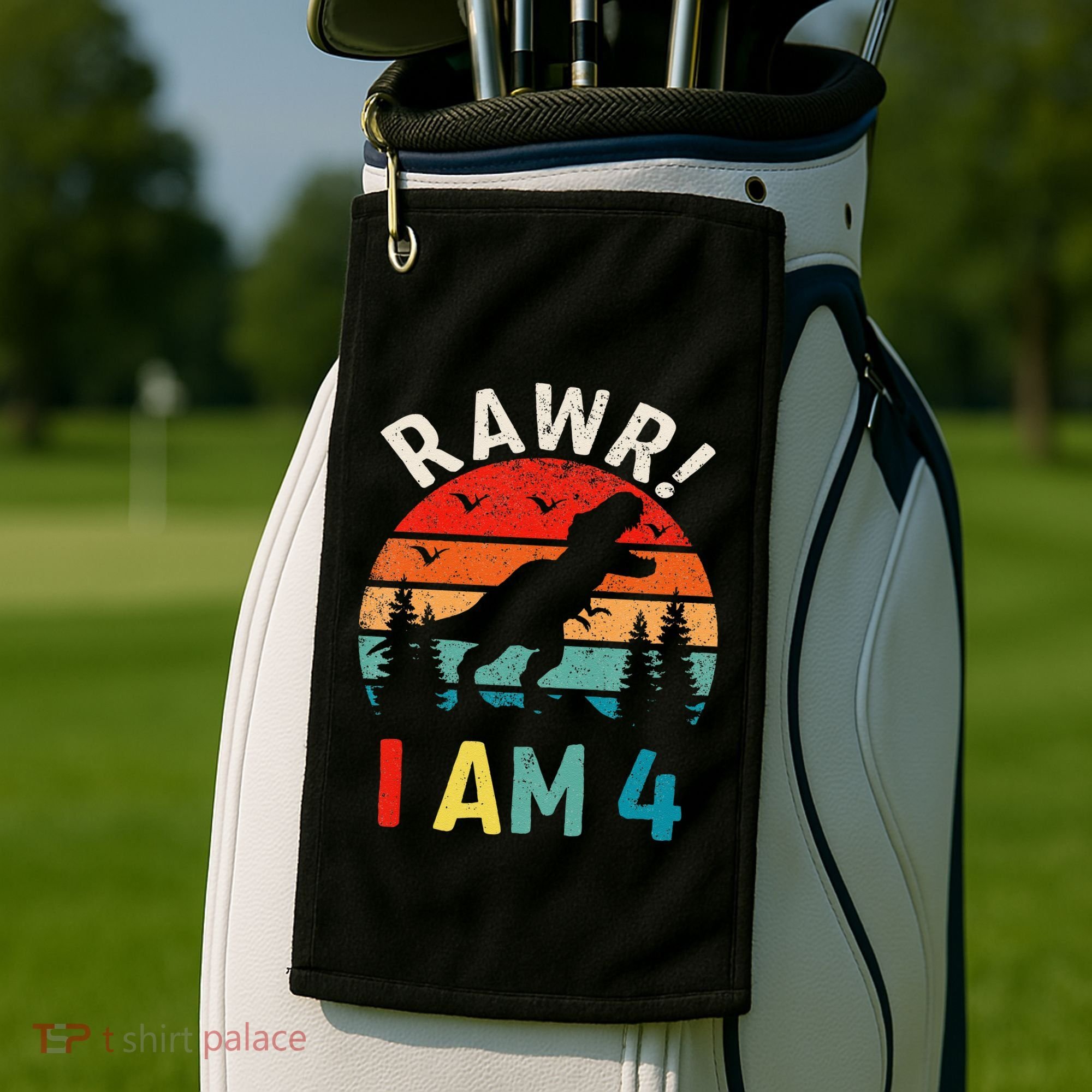 Funny 4th Birthday Dinosaur Rawr Im 4 Year Old For Golf Towel