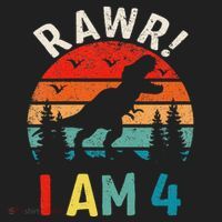 Funny 4th Birthday Dinosaur Rawr Im 4 Year Old For Golf Towel thumb 3