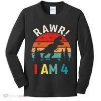 Funny 4th Birthday Dinosaur Rawr Im 4 Year Old For Kids Long Sleeve Shirt thumb 0