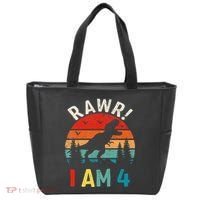 Funny 4th Birthday Dinosaur Rawr Im 4 Year Old For Tote Bag thumb 0