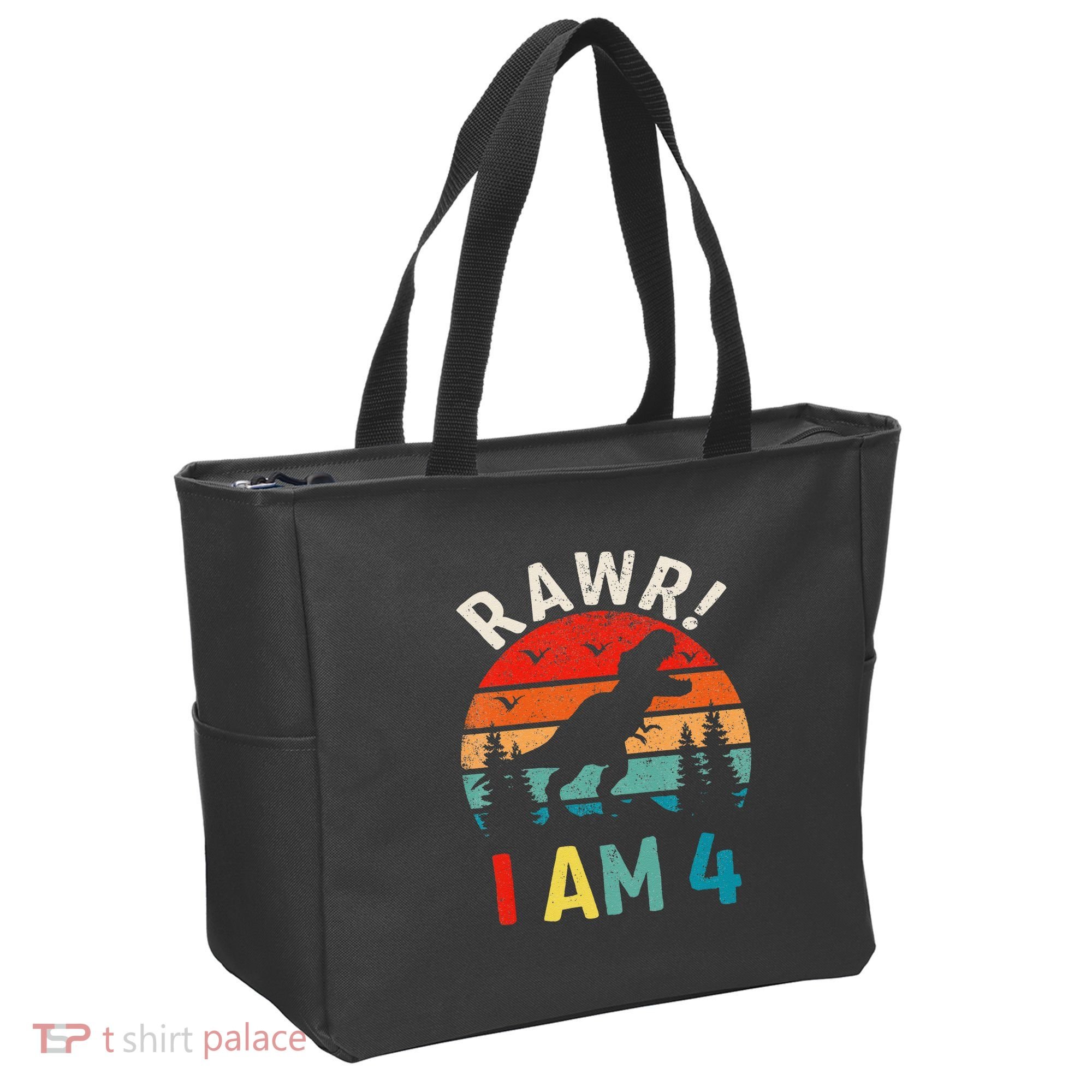 Funny 4th Birthday Dinosaur Rawr Im 4 Year Old For Tote Bag