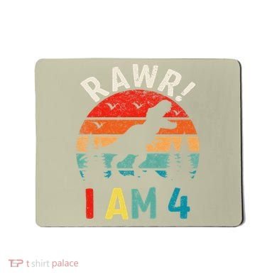 Funny 4th Birthday Dinosaur Rawr Im 4 Year Old For Mousepad