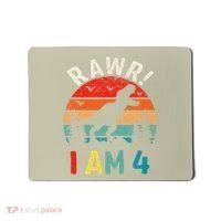 Funny 4th Birthday Dinosaur Rawr Im 4 Year Old For Mousepad thumb 0