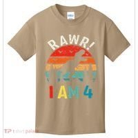 Funny 4th Birthday Dinosaur Rawr Im 4 Year Old For Kids T-Shirt thumb 0