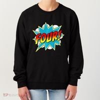 Four! 4th Birthday Superhero 4 Years Old Comic Book Women's Sweatshirt thumb 0