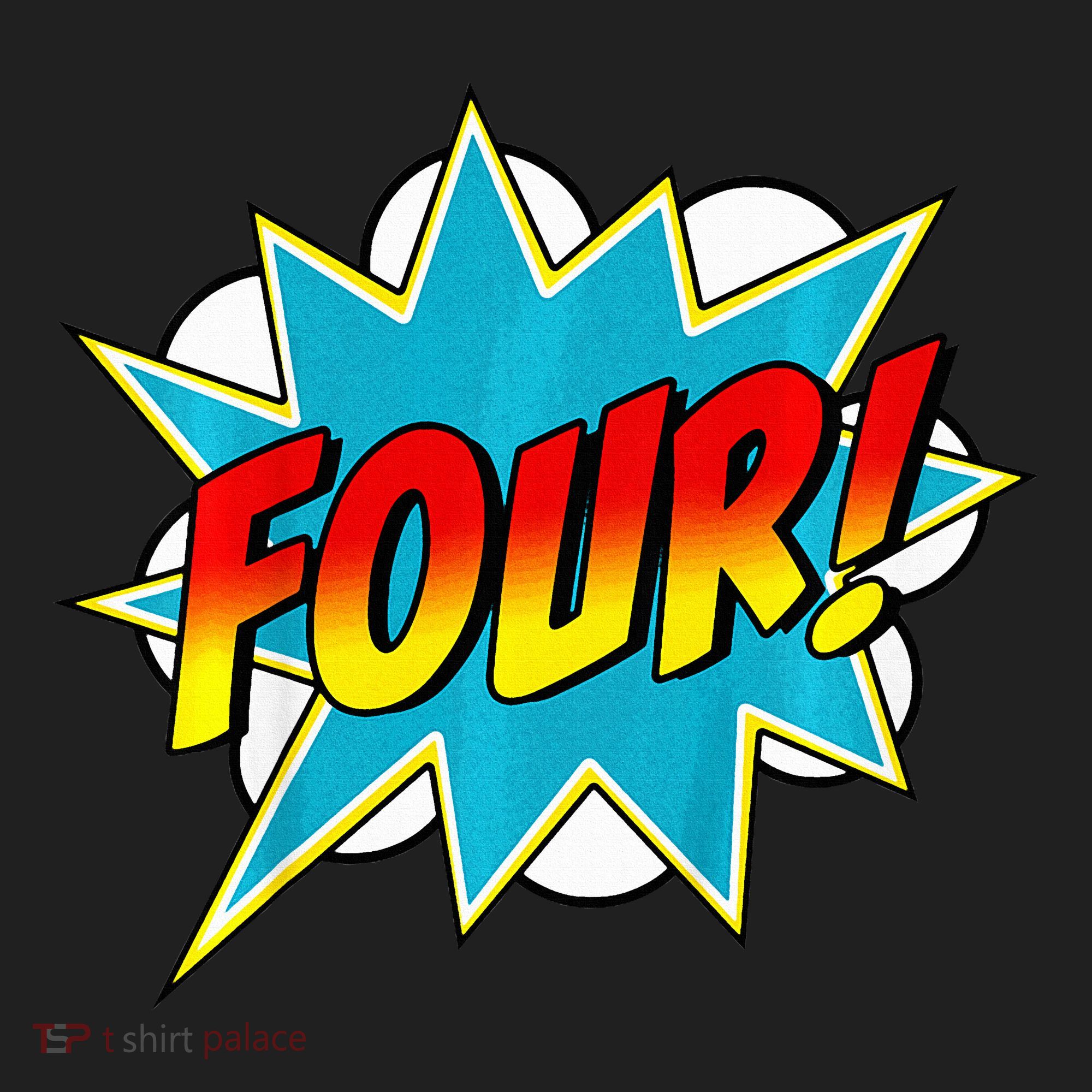 Four! 4th Birthday Superhero 4 Years Old Comic Book Women's Sweatshirt