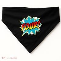 Four! 4th Birthday Superhero 4 Years Old Comic Book USA-Made Doggie Bandana thumb 0