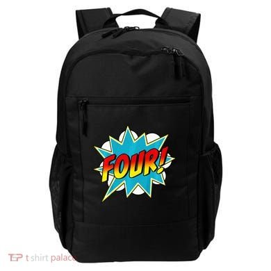 Four! 4th Birthday Superhero 4 Years Old Comic Book Backpack